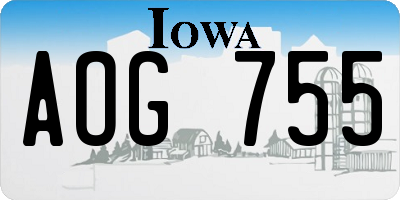 IA license plate AOG755