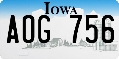 IA license plate AOG756