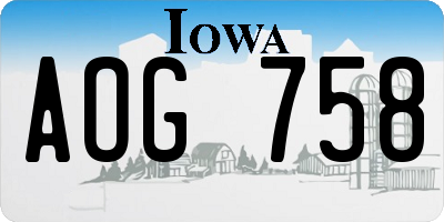IA license plate AOG758