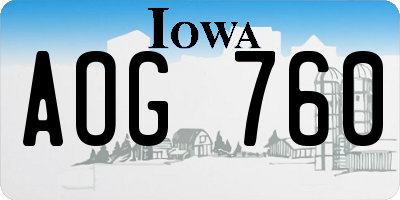 IA license plate AOG760