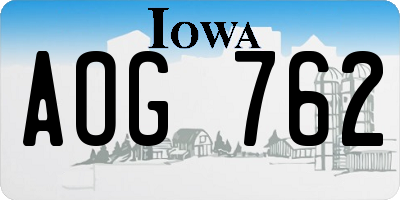 IA license plate AOG762