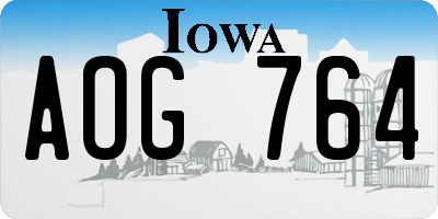 IA license plate AOG764