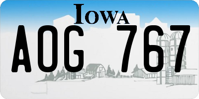 IA license plate AOG767