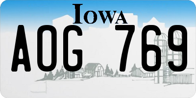 IA license plate AOG769