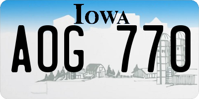 IA license plate AOG770