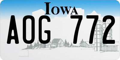 IA license plate AOG772