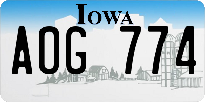 IA license plate AOG774