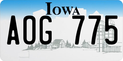 IA license plate AOG775