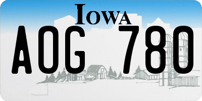 IA license plate AOG780
