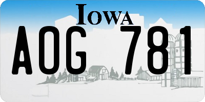 IA license plate AOG781