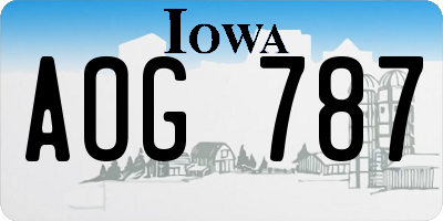 IA license plate AOG787
