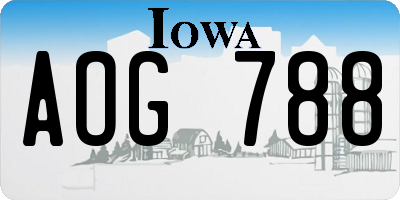 IA license plate AOG788