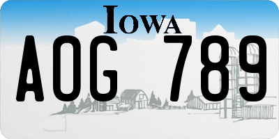 IA license plate AOG789