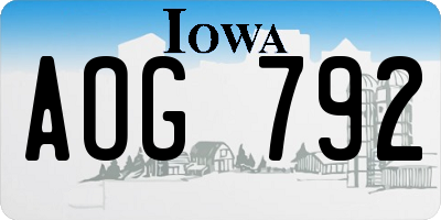 IA license plate AOG792