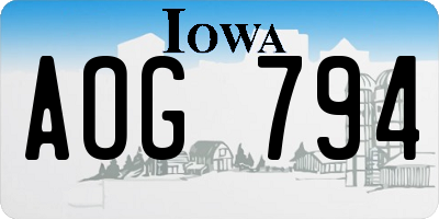 IA license plate AOG794