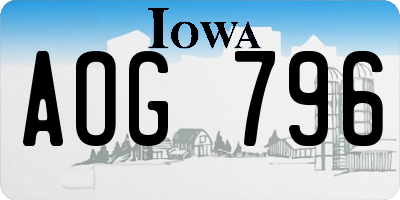 IA license plate AOG796