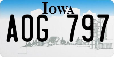 IA license plate AOG797