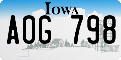 IA license plate AOG798