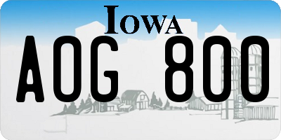 IA license plate AOG800