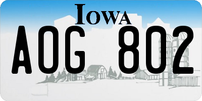 IA license plate AOG802