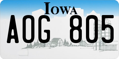 IA license plate AOG805