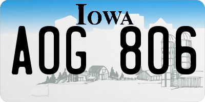 IA license plate AOG806