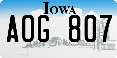 IA license plate AOG807