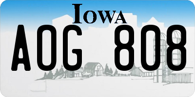 IA license plate AOG808