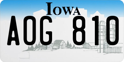 IA license plate AOG810