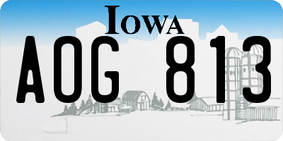 IA license plate AOG813