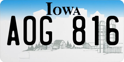 IA license plate AOG816