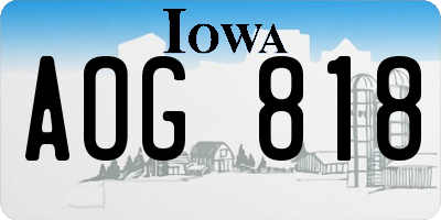 IA license plate AOG818