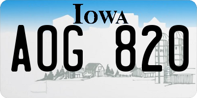 IA license plate AOG820
