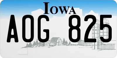 IA license plate AOG825