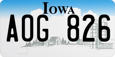 IA license plate AOG826