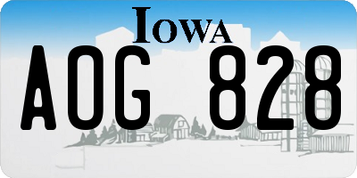 IA license plate AOG828