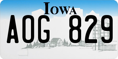 IA license plate AOG829