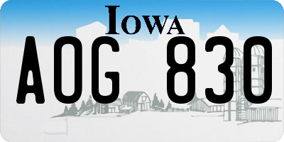 IA license plate AOG830