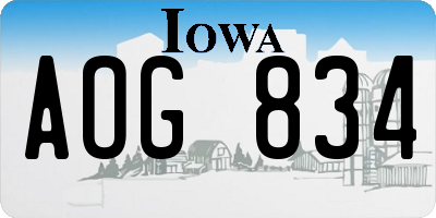 IA license plate AOG834