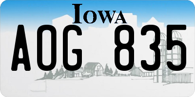 IA license plate AOG835
