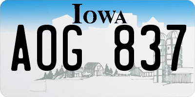 IA license plate AOG837