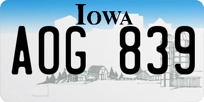 IA license plate AOG839