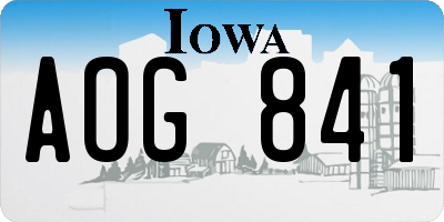 IA license plate AOG841