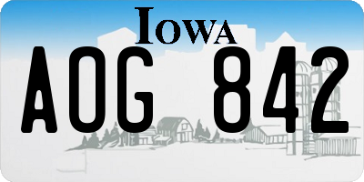 IA license plate AOG842