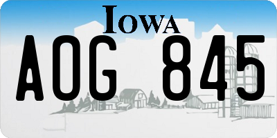 IA license plate AOG845