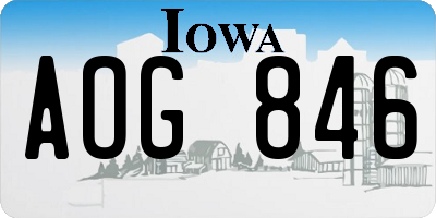 IA license plate AOG846