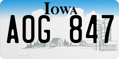 IA license plate AOG847
