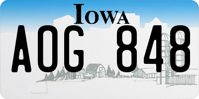 IA license plate AOG848