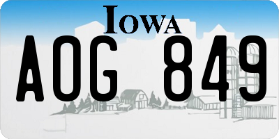 IA license plate AOG849
