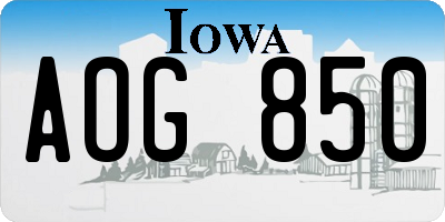 IA license plate AOG850